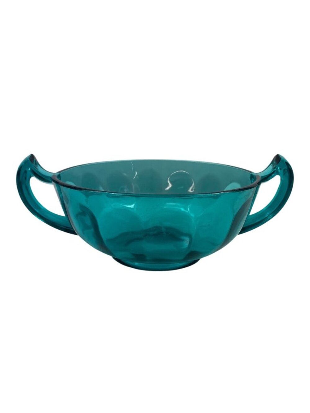 Vintage Turquoise Depression Glass Two-Handled Bowl